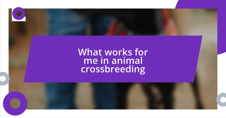 What works for me in animal crossbreeding